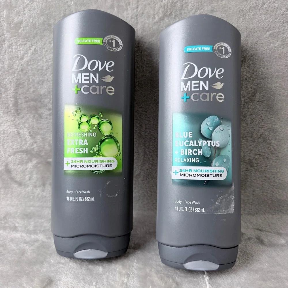 Dove Men+Care Body and Face Wash Men 18oz 2pk Extra Fresh Blue Eucalyptus Birch